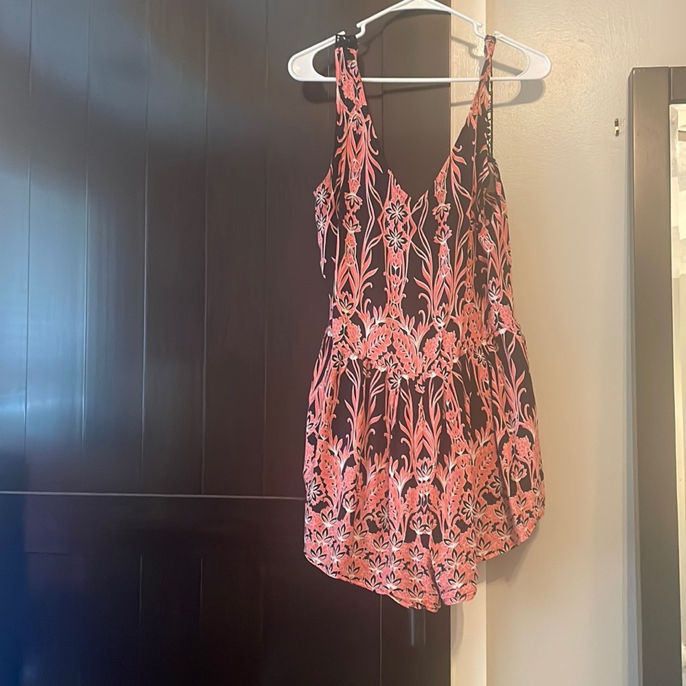 Medium pink floral design romper